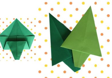 kerstboompje knutselen van vouwblaadjes - origami