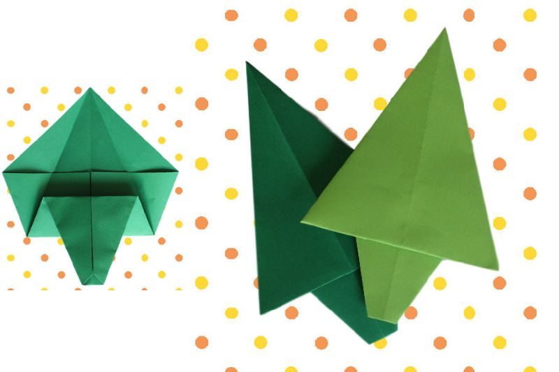 kerstboompje knutselen van vouwblaadjes - origami