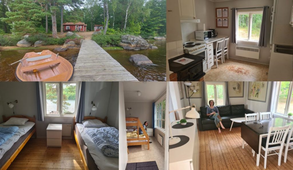 Indeling van stuge / huisje op camping Langasjonas Zweden