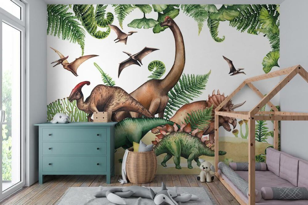 themabehang dino's voor de kinderkamer