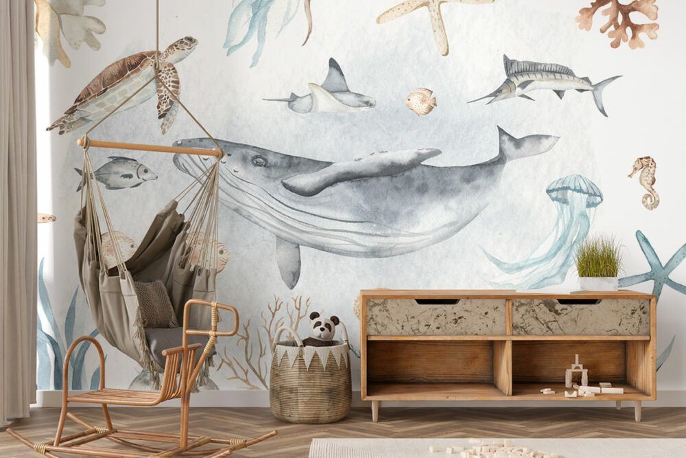 themabehang met onderwater dieren